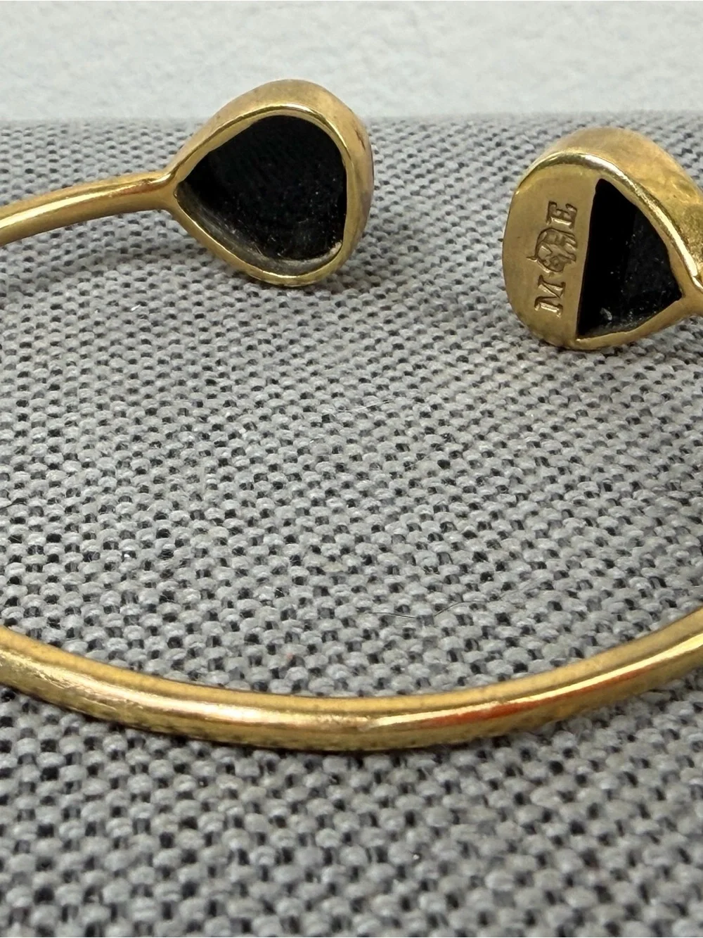 MARGARET ELIZABETH Black Druzy Teardrop Open Cuff Bracelet